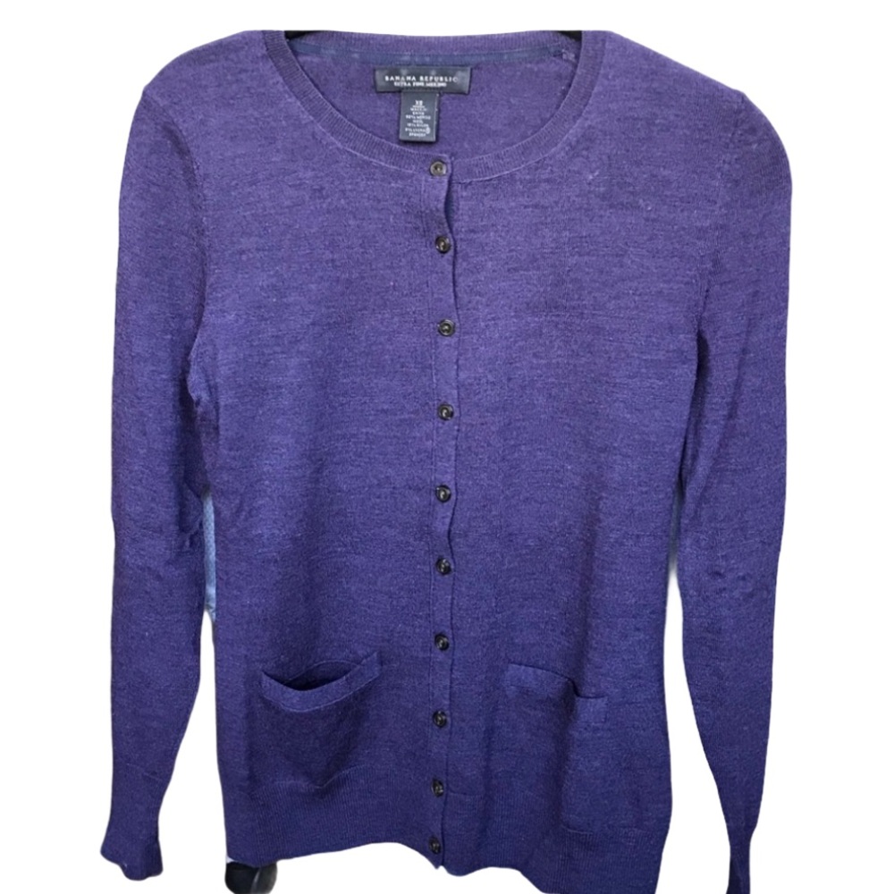 Banana Republic Fine Merino Cardigan Purple XS